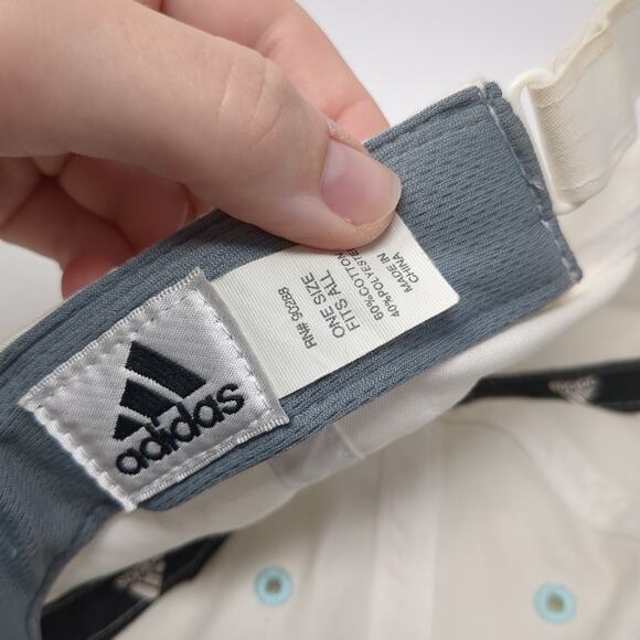 Adidas Strapback Hat Solid White One Size 3 Stripes Embroidered Logo - Picture 9 of 9